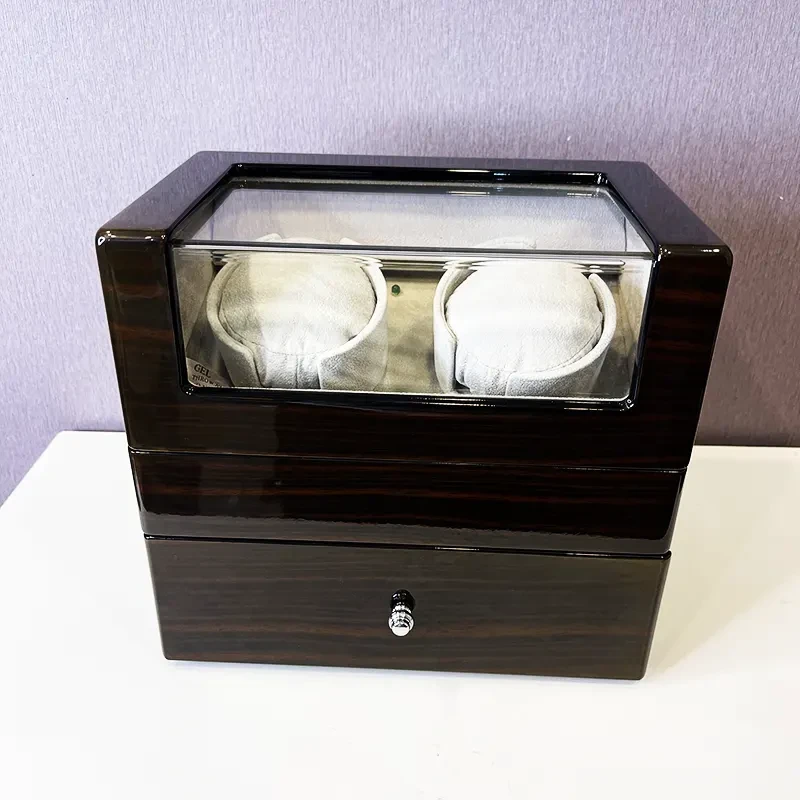 2 Slot Black Watch Winder Luxurious Square for Automatic Watches